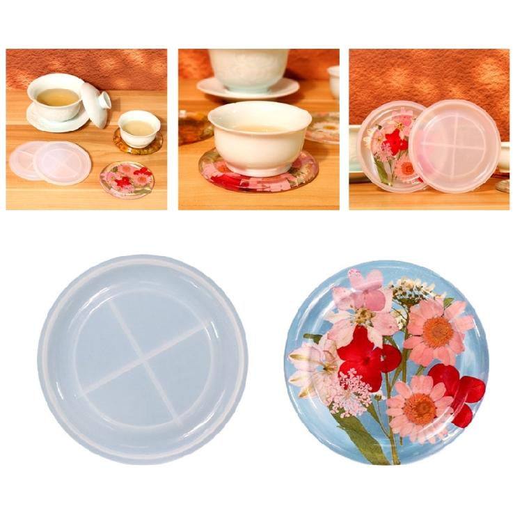 DIY Coaster Plate Molds Round Small Tea-Cup Mat Silicone Molds Epoxy Resin Molds