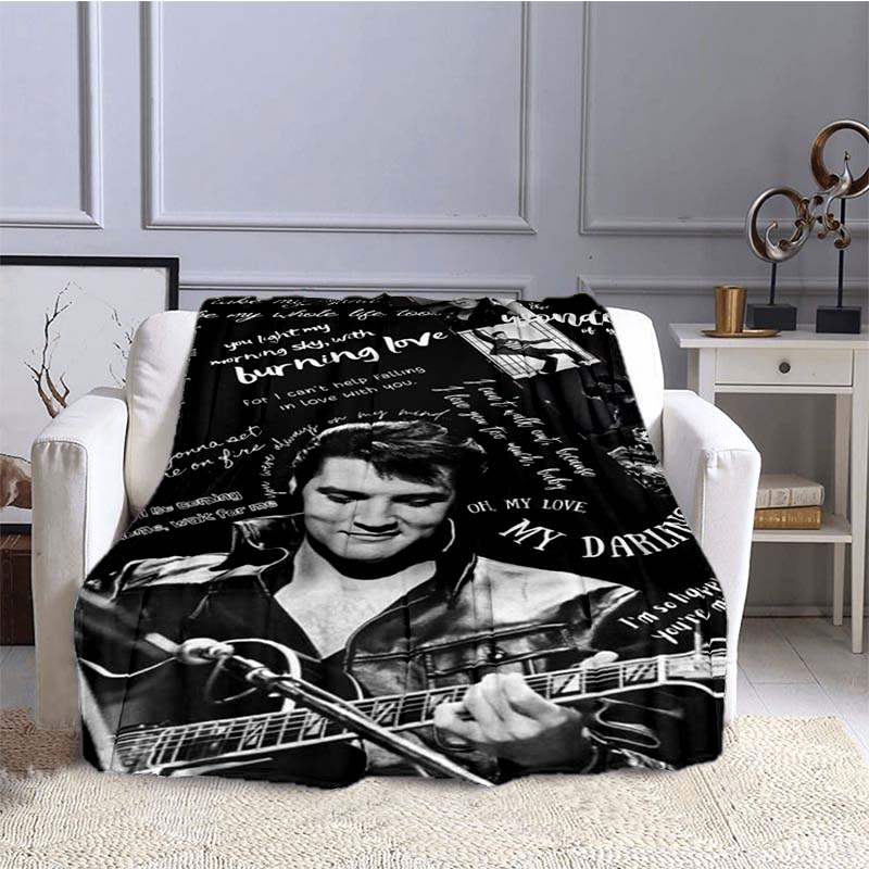 Various Styles of E-Elvis Pattern 3D Printed Rock Singer Sofa Blankets, Suitable for Adult and Children's Bedrooms and Living