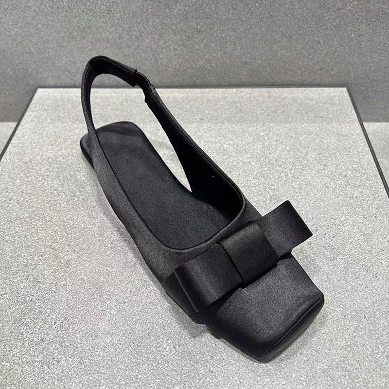 

Fashion Bow-Tie French Stunning Pink Sandals For Women, Summer 2025 New Style With Back Straps, Flat Single Shoes 40 чёрный