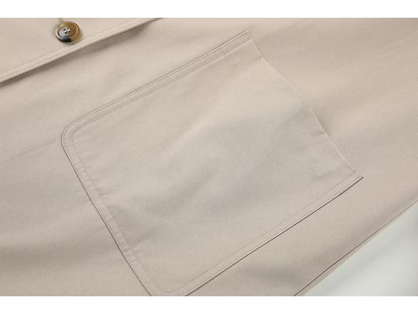 Japanese Color-Block Retro Trench Coat for Women: 2025 Spring, Mid-Length, Korean Turn-Down Collar, Slimming Fit