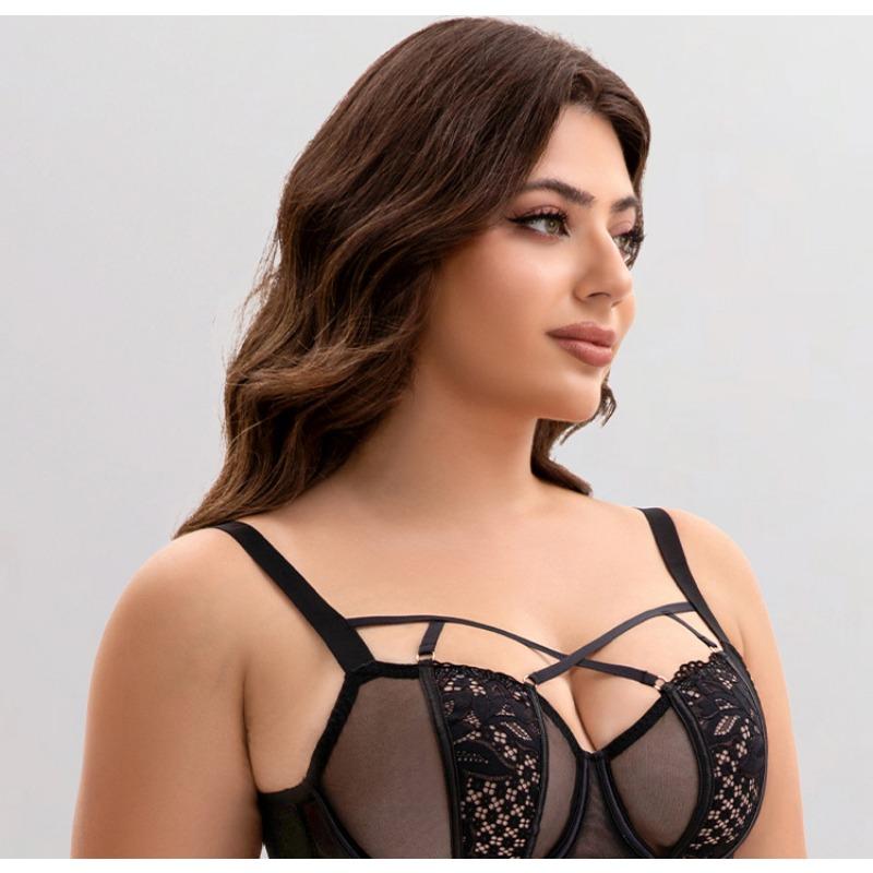 Große Damengrößen Dünner Spitzen-BH Für Große Oberweite Push-up Anti-Hängen Sexy Unterwäsche