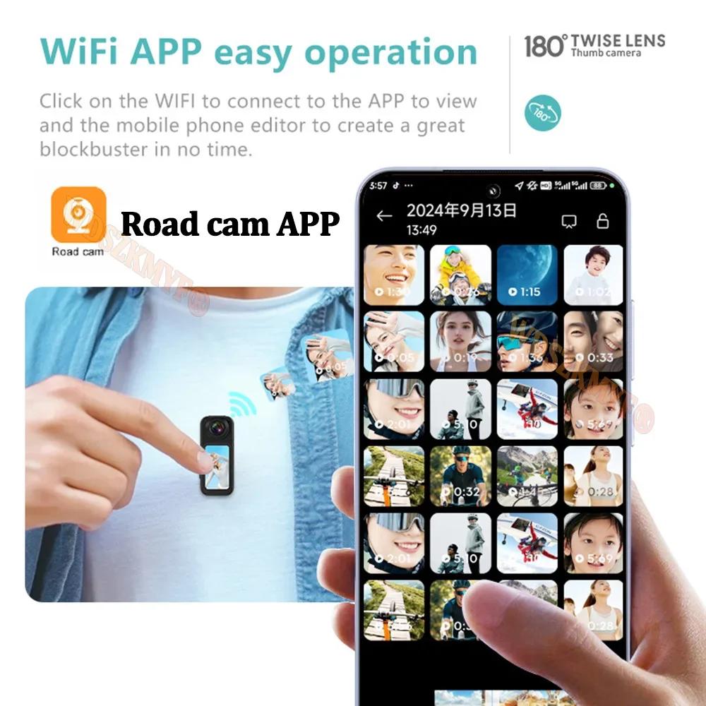 2.7K Thumb Camera Mini Wifi Action Camera 180° Rotate 1080P Sport Cam DV Magnetic Attraction Outdoor Small Camcorder