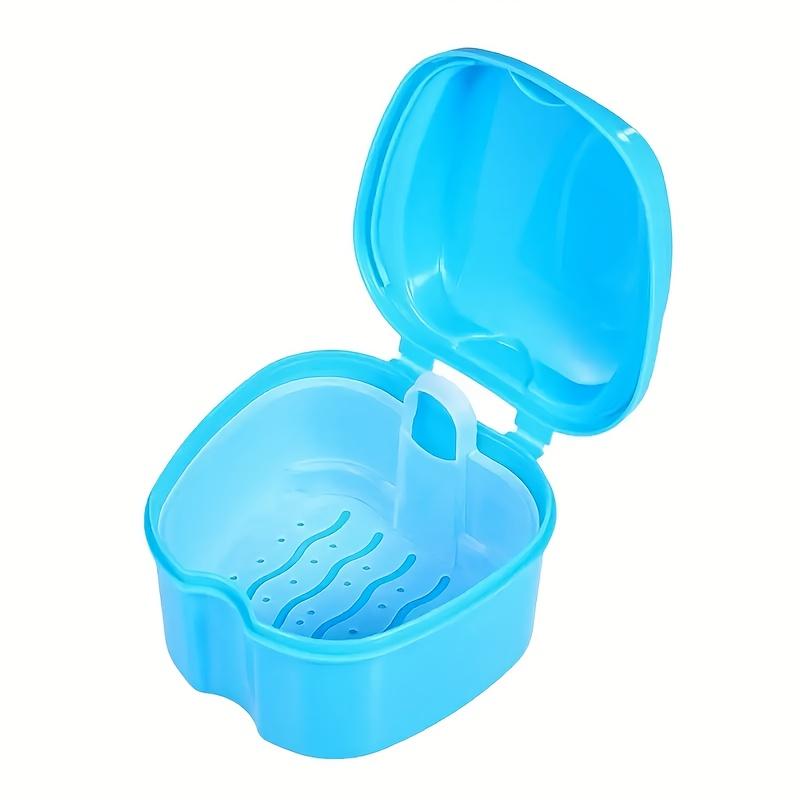 Plastic Denture Cleaning Box - Waterproof Filter Mesh Container for Denture Soaking & Storage, Compact Design Travel Supplies