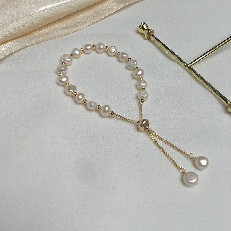

Горячая Распродажа Модный Натуральный Барочный Пресноводный Жемчуг 14K Позолоченный Женский Браслет Для Женщин Подарки на День Рождения Не Тускнеет белый