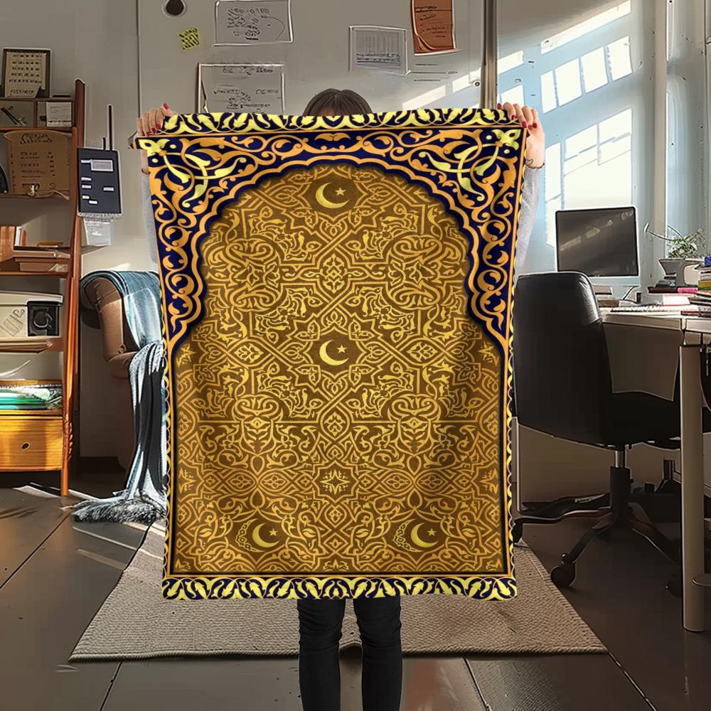 1Pc Muslim Print Flannel Blanket, High quality Comfortable for All Seasons, Home Decor, Warmth and Comfort, Perfect for Christmas Gifts W130