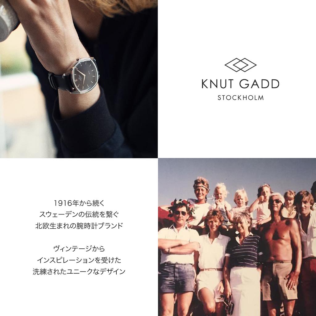 Knut Gadd DECAGON Watch with Gold Black and Black Leather Warranty Men's Case, Dial, Strap, 3-Year