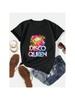 2025 New Women Disco Queen 70's Disco Themed Vintage T-Shirt Casual Comfort Round Neck Women's Top Summer