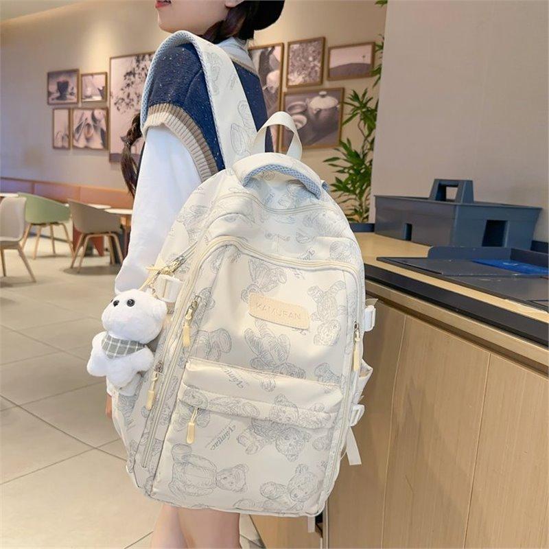 Schoolbag Wholesale New Backpack Fashion Bear Large Capacity Student Bag Practical Leisure Travel Shoulder Back