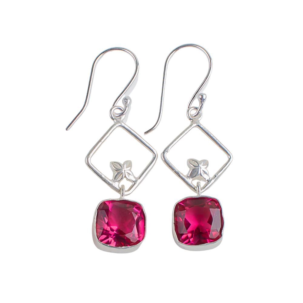 Pink Tourmaline Gemstone 925 Sterling Silver Jewelry Handmade Earrings 1.70" EE-10-18