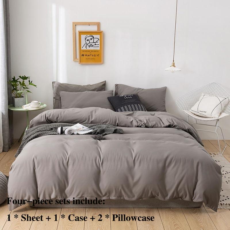 Bed Four Sets of Solid Color Simple Pillow Bed Sheets Are Set In Cases Home Bedding
