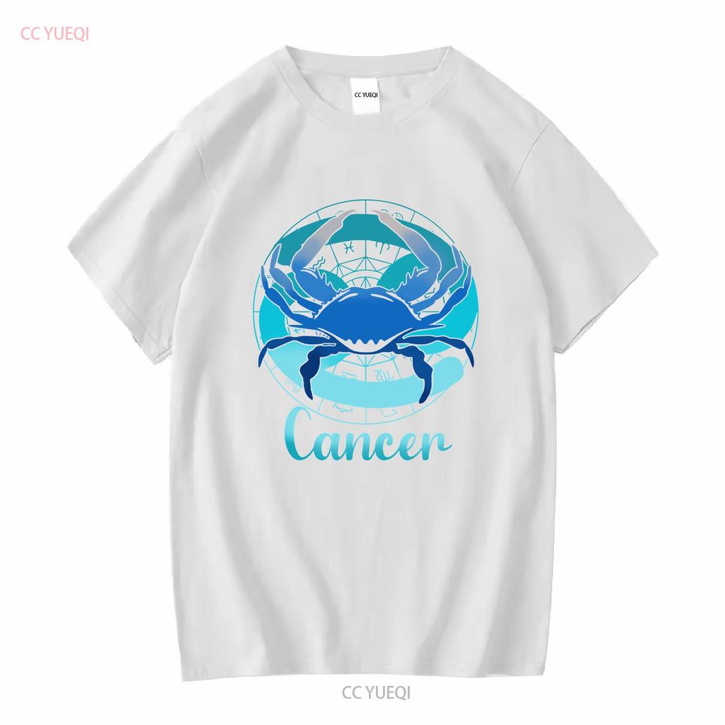 Cancer Astrology Zodiac Horoscope Sign T Shirt Long Or Short Sleeves Vintage Washed Stylish Versatile Streetwear Homme