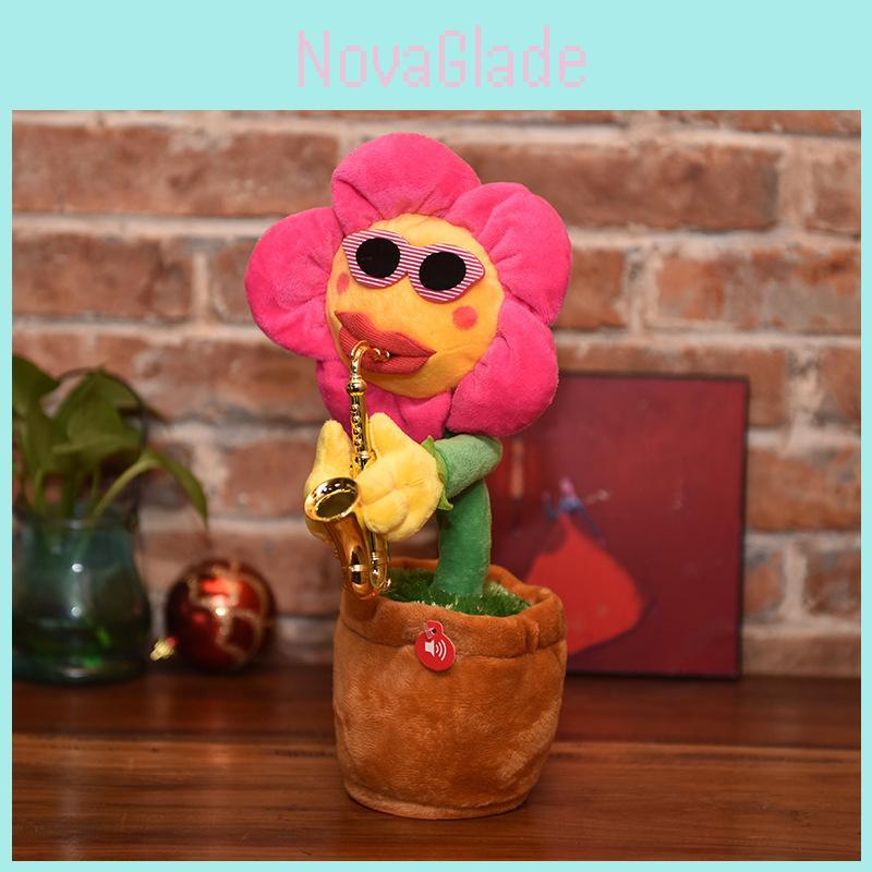 Saxophone Sunflower Plush Toy With Singing And Dancing Functions For Childrens Gift