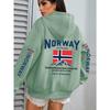 Sudadera con Capucha Estampada NORUEGA, Sudadera de Moda Casual, Sudadera con Capucha Bolsillo Cordón para Otoño e Invierno, Ropa para Mujer