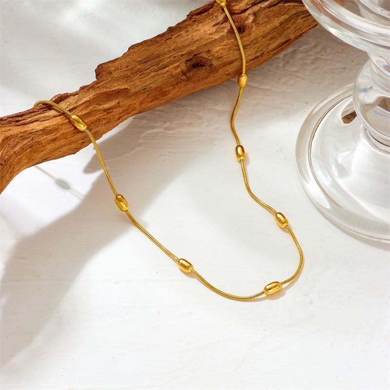 Trendy Light Luxury Stainless Steel Beaded Snake Ornament Waist Chain