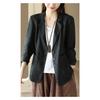 Women S Vintage Casual Blazer Jacket Turn Down Collar Cotton Linen