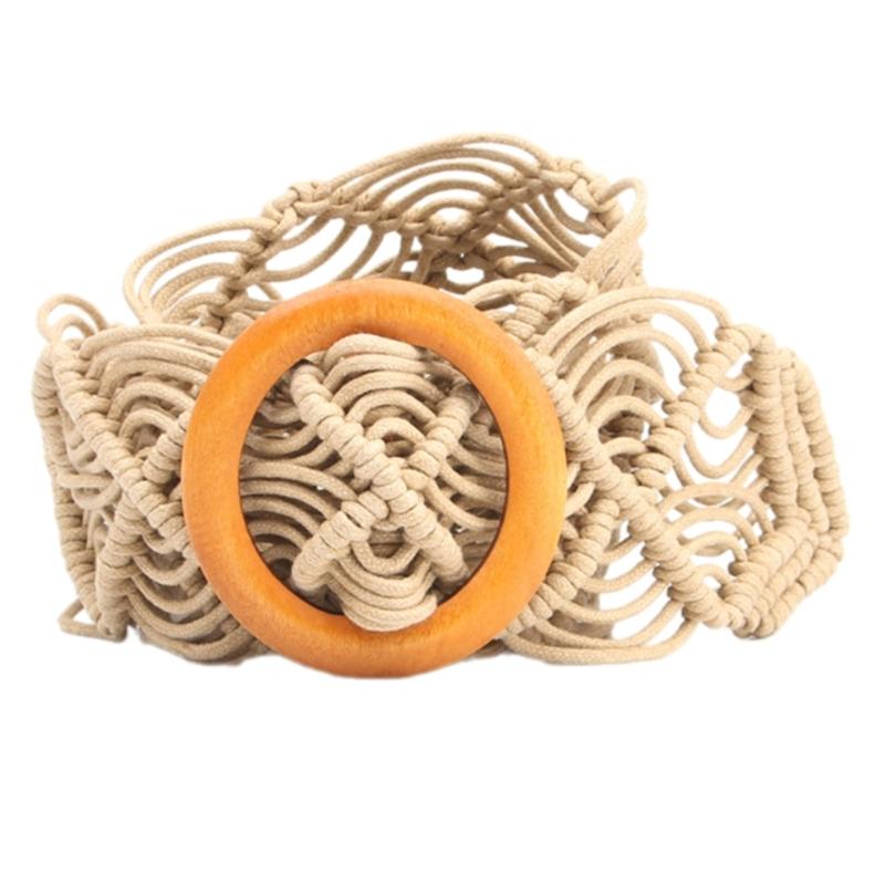 Ethnic Braided Waxed Cord Wide Belt For Women Stylish Adjustable Waistband With Tribal Design Comfortable Daily Wear