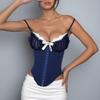 Sexy Chest Wrap Mesh Stitching Lace Bra Fishbone Sling Inside and Outside Top