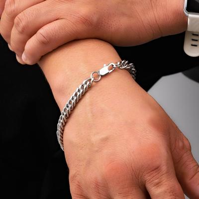 Stainless Steel Double Woven Four Sided Bracelet 3 5 7 Mm Men NK Chain Bracelet Fashion Titanium Steel Jewelry Accessories