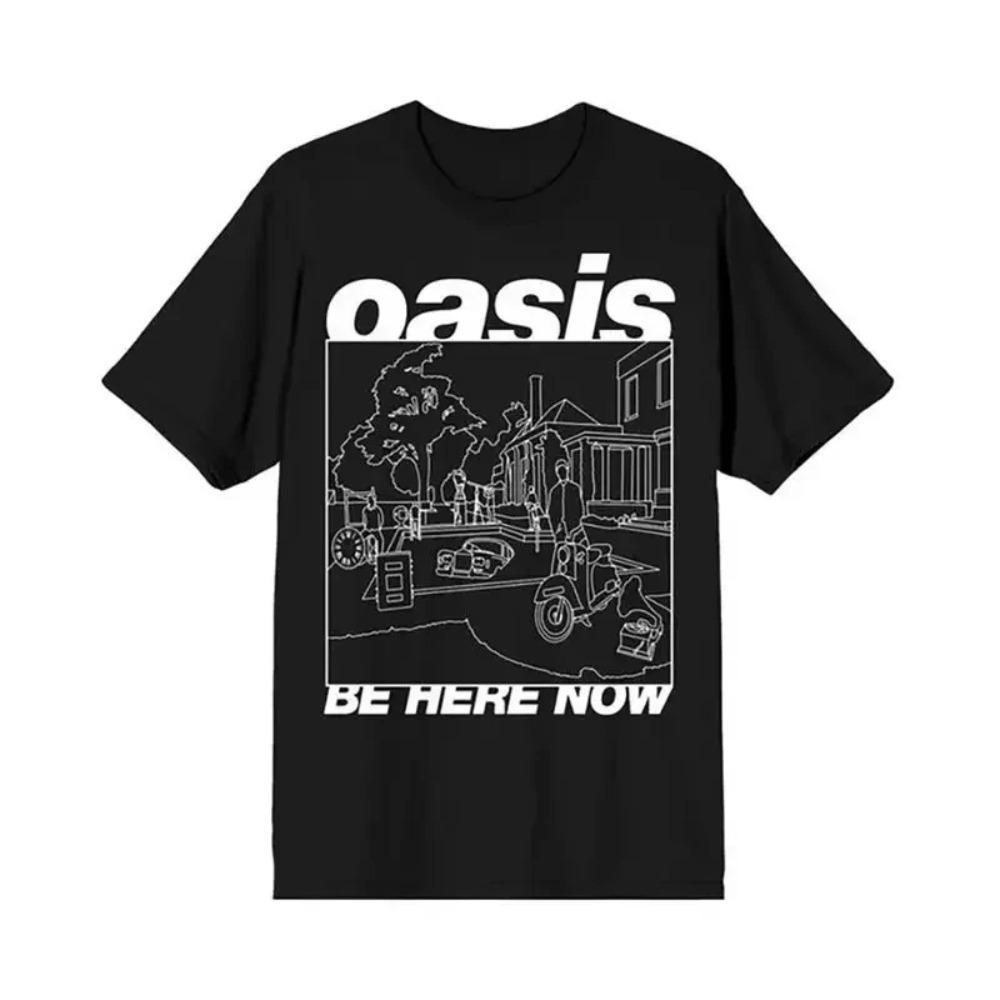 Europäische und amerikanische Trendmarke Oasis Oasis Band Rockmusik Retro Lässig Herren Pure Locker Amerikanisches Kurzarm-T-Shirt