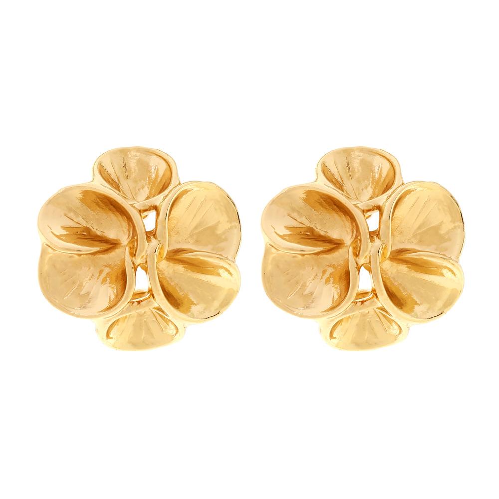 

Metal Flowers Geometric Stud Earrings for Women New Simple Trend Design Zircon Party Accessories золотий
