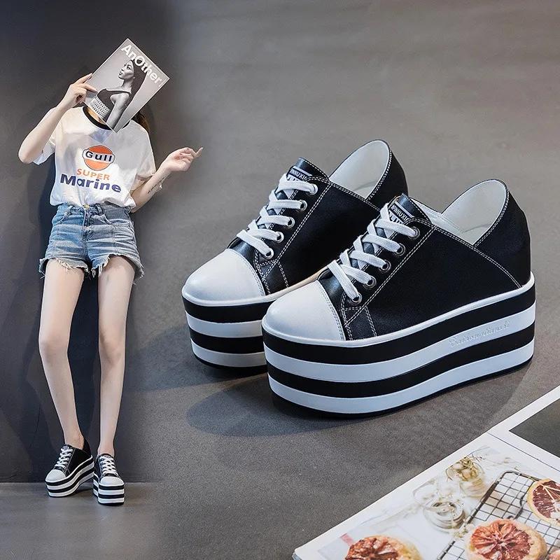 Fashion High Quality 12cm Platform Wedge Sneakers Shoes Slippers for Women Shoes Spring Autumn Breathable Summer Shoes Mules Breathable