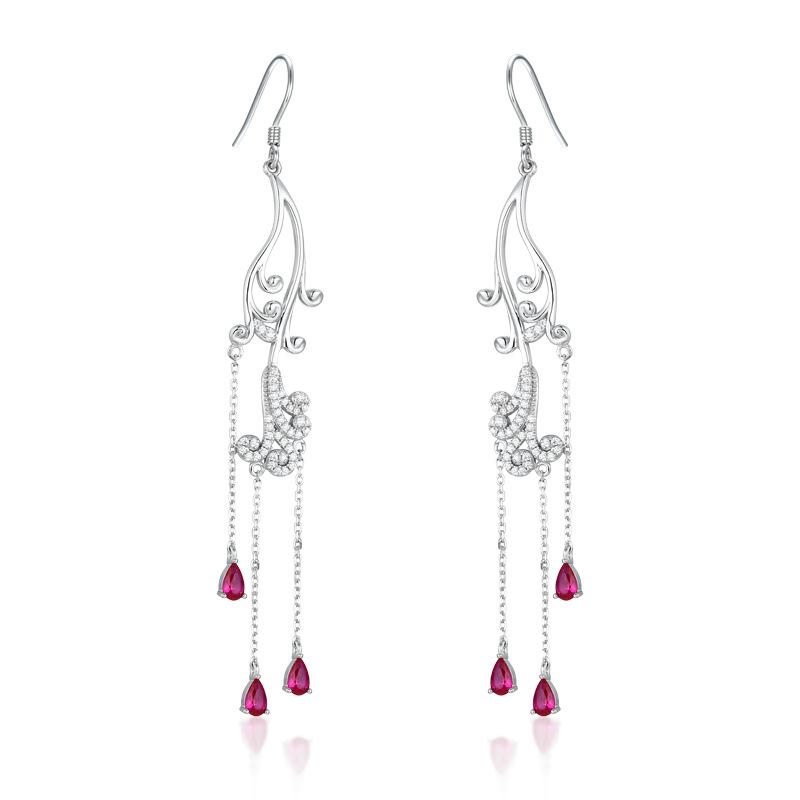 New Chinese 925 earrings for women, long fringed earrings, niche high-end light luxury original design earrings. 925 silver