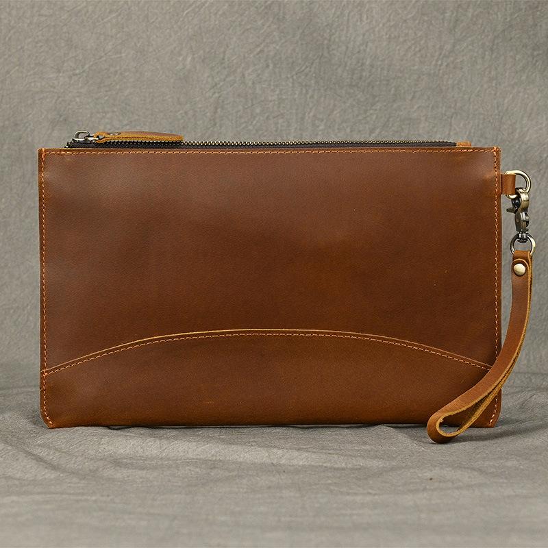 Hot Selling Men's Handbag with Crazy Horsehide, Grab and Toe Layer, Cowhide, Large Capacity Business Wallet