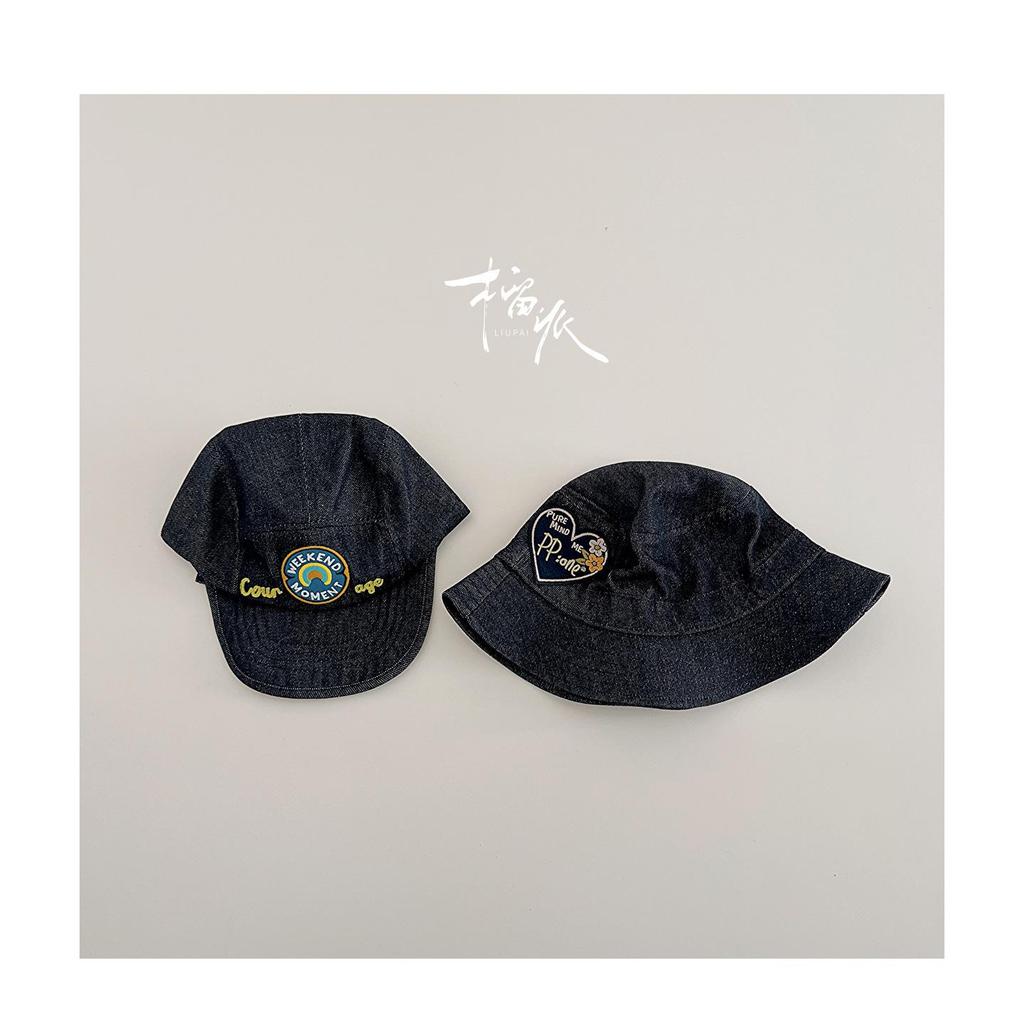 Korean Style Children's Denim Hat: Graffiti Print, Unisex, Stylish Sun Protection