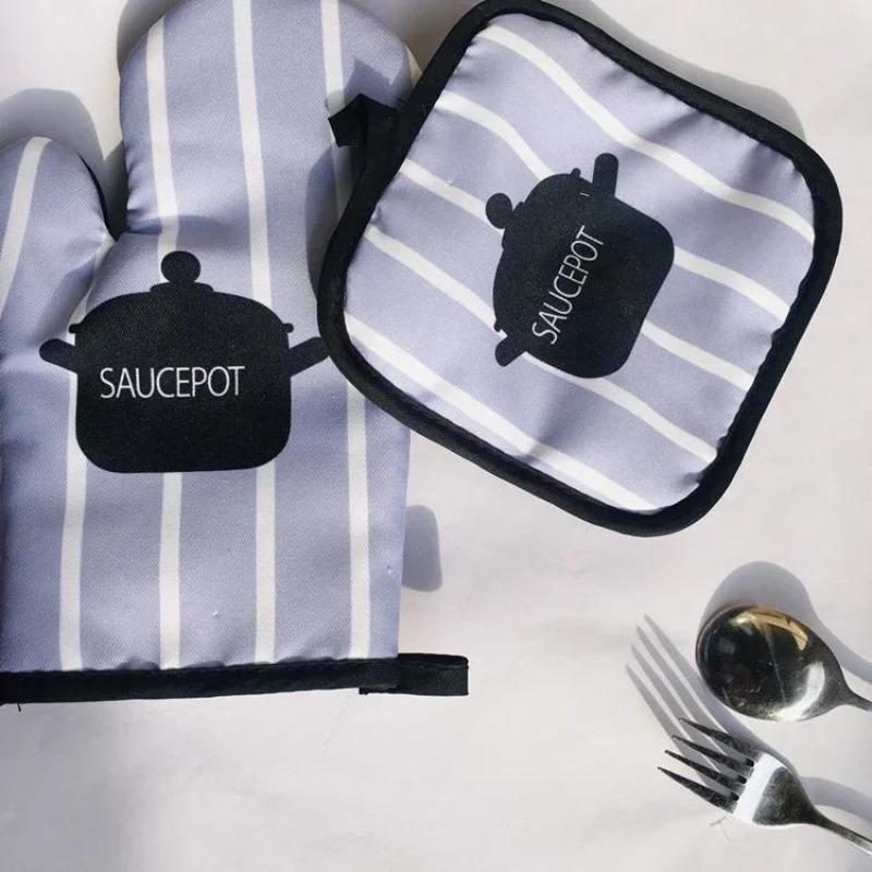 Kjøkken Bake Matlaging Tilbehør Trykk Grytevott Hanske Pad Vaskbar Mikrobølgeovn Pizza Anti-Varm Isolasjonsmatte Kjøkkendekor