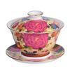Chinese Kungfu Gaiwan Tea Tureen Intricately Designed Dragon and Phoenix Tea Cups with Elegant Ceramic Color Enamel Teaware