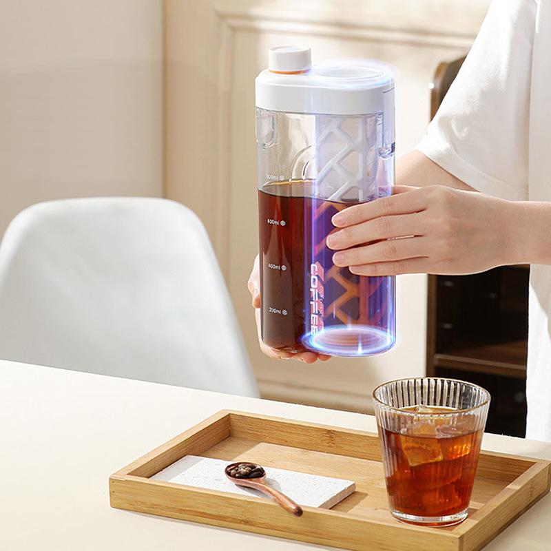 800ML Manual Cold Brew Coffee Maker Press Type Iced Tea Infuser Pitcher With Removable Filter Summer Portable Coffeeware Pot