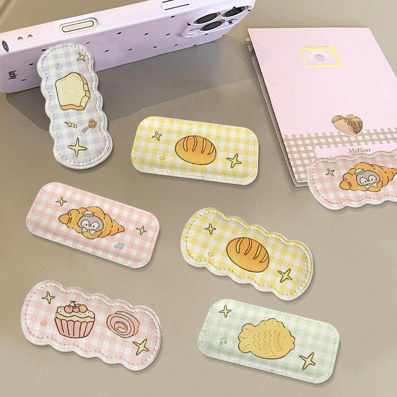 Foldable Mini Phone Holder - Cartoon Design, Leather Back Sticker, Metal, Ideal for Students and Binge-Watching.