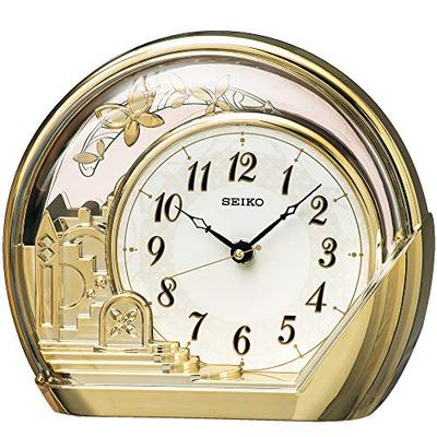 Table Clock Golden Gloss Body Size: 18.4 X 21.2 X 7.5cm Analog Decorative Pendulum PW428G