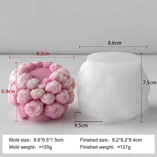 Silikonowa forma z kwiatowym reliefem 3D - Kształt róży/hortensji do ręcznie robionych świec, mydeł i gipsu, Materiały do tworzenia domowych ozdób DIY