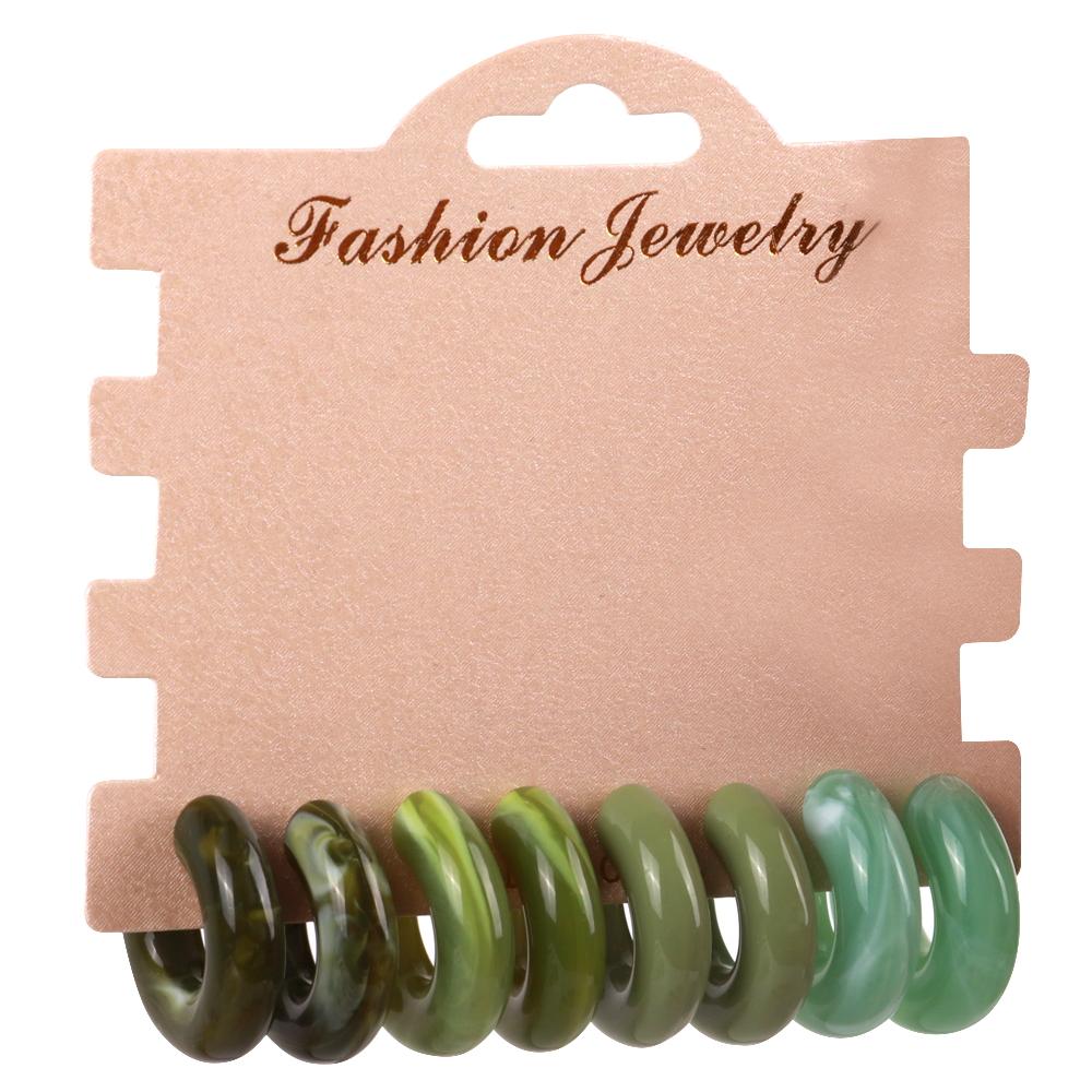 New Boho 4 pair/set Multicolor Acrylic Small Hoop Earrings Original Resin Geometric C Shape Drop Earring Jewelry Sets for Women