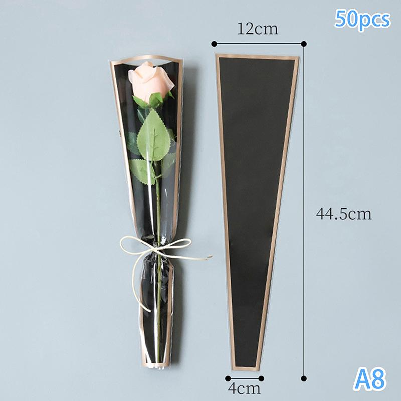 50pcs Mermaid Wavy Pattern Flower Bouquet Gift Cellophane Bag Wrapping Paper Bag Valentine's Day Mother's Day Single Rose Bags