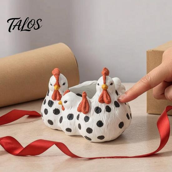 Indoor Living Room Plant Holder Chicken Family Resin Planter, Cute Pot, Decorative Container for Bedroom Farmhouse Succulents Outdoor Decor Whimsical