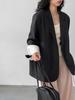 Jiang Zuo Minimalist Korean Style Embroidered Striped Blazer