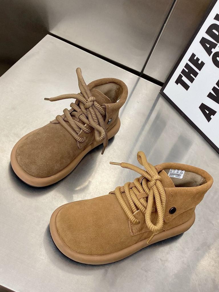 Dámské boty Martin britský styl retro matné krátké boty podzim a zima nové sametové ploché krátké ležérní boty lokomotivní boty