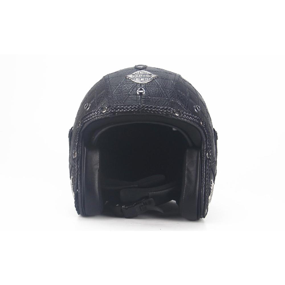 Men Women Artificial Leather Motorcycle Cycling Helmet Vintage Personality 3/4 Full Helmet Suitable For Mountain Bike Motorcycle Atv Off-road