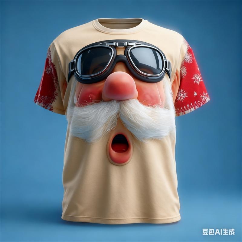 Fashion New Santa Claus Graphic T Shirts Casual Holiday Printed Round Neck Short Sleeve Christmas Element Tees Tops