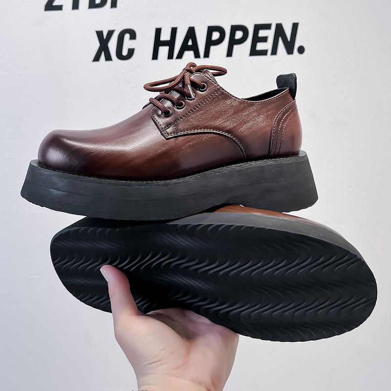 2024 Spring Derby platform British style small leather shoes versatile Korean version of student casual men's leather shoes 2881-A