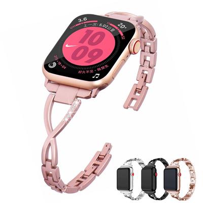 Diamond Metal Strap Women Bracelet for Apple Watch 44mm 45mm 41mm 40mm 42mm 38mm Watchband for Iwatch Ultra 8 7 SE 6 5 4 3 2 1 Smartwatch Wristband