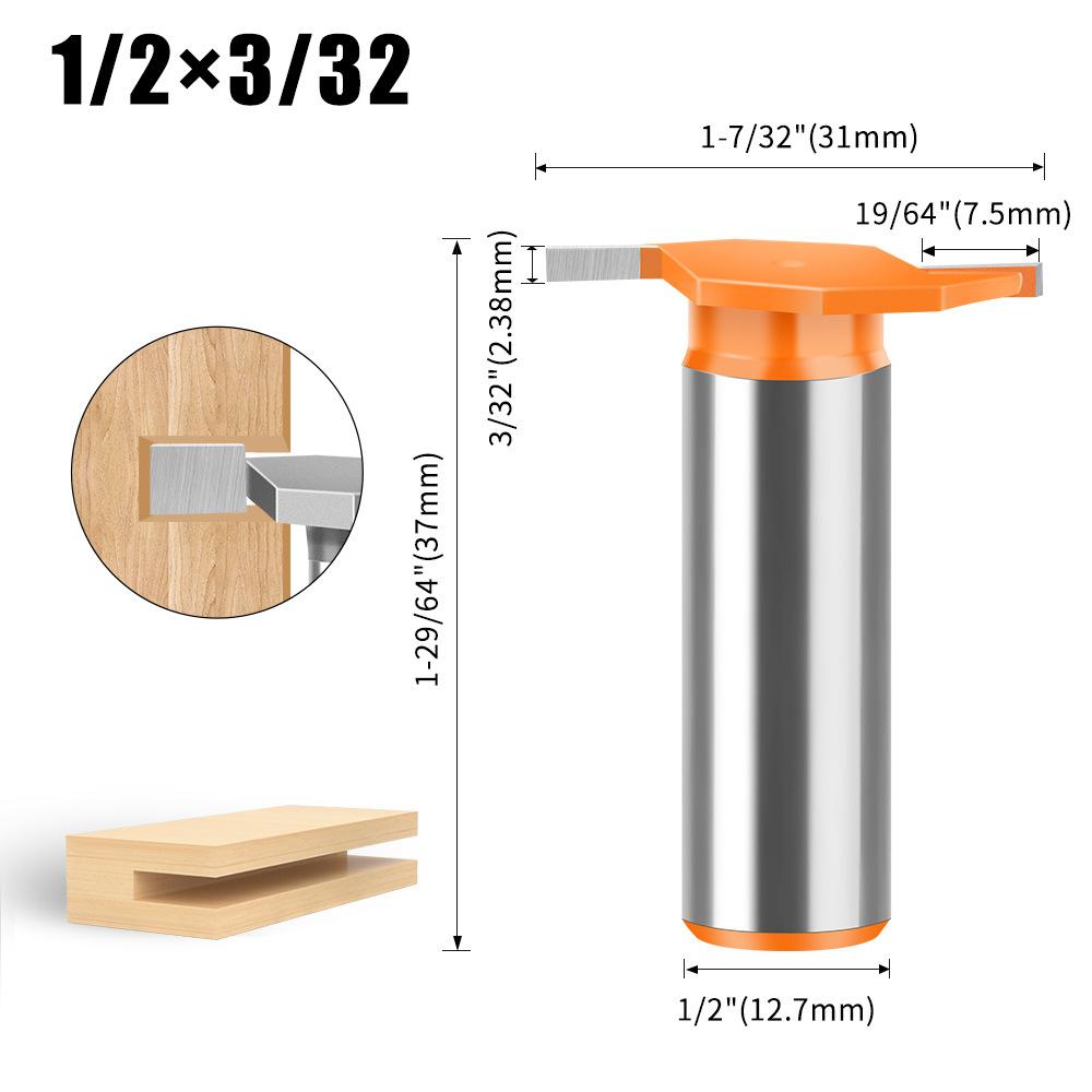 

1/4 Ручка Т-нож 1/2 Фрезер для пазов Сплавная фрезерная головка для пазов Деревообрабатывающая фреза Фрезерная головка из вольфрамовой стали Деревообрабатывающий фрезер для пазов T type knife 1/2 * 3/32