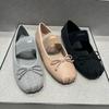 Elastic Fur Band Ballets Shoes Woman  Bowtie Furry Flats Shoes Ladies Mary Janes Square Pig Toe Loafers Female Ballerinas