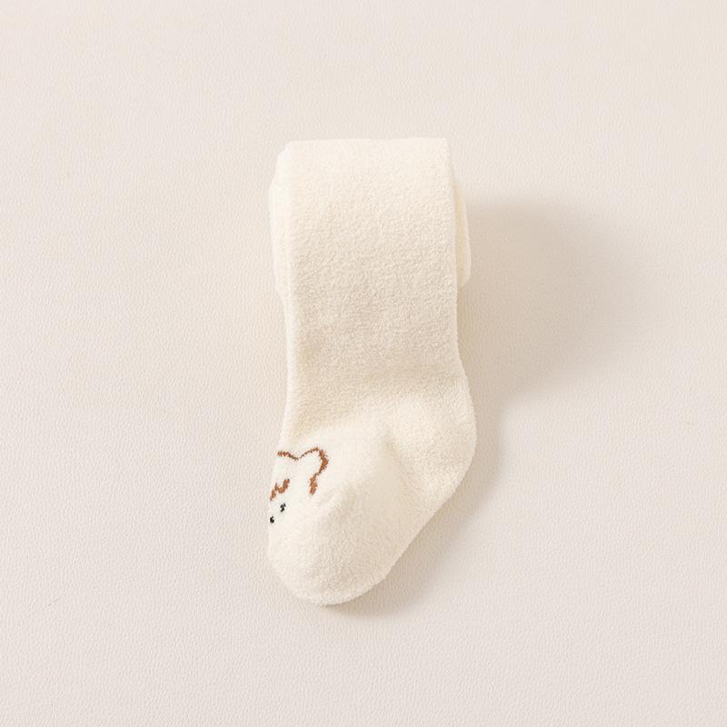 

Зимние утолщенные детские колготки, мягкие бархатные колготки для девочек, эластичные колготки с принтом медведя и высокой талией для малышей и младенцев 0-8 лет L(6-8y) белый