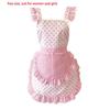 Grembiule da Cucina con Bordi Arricciati, Fantasia a Quadretti, Grembiule Arricciato, Grembiule Stile Lolita Retrò, Costume da Festa