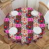 Round Waterproof Mexican Otomi Flowers Table Cover Tablecloth for Picnic 60 Inch Table Cloth