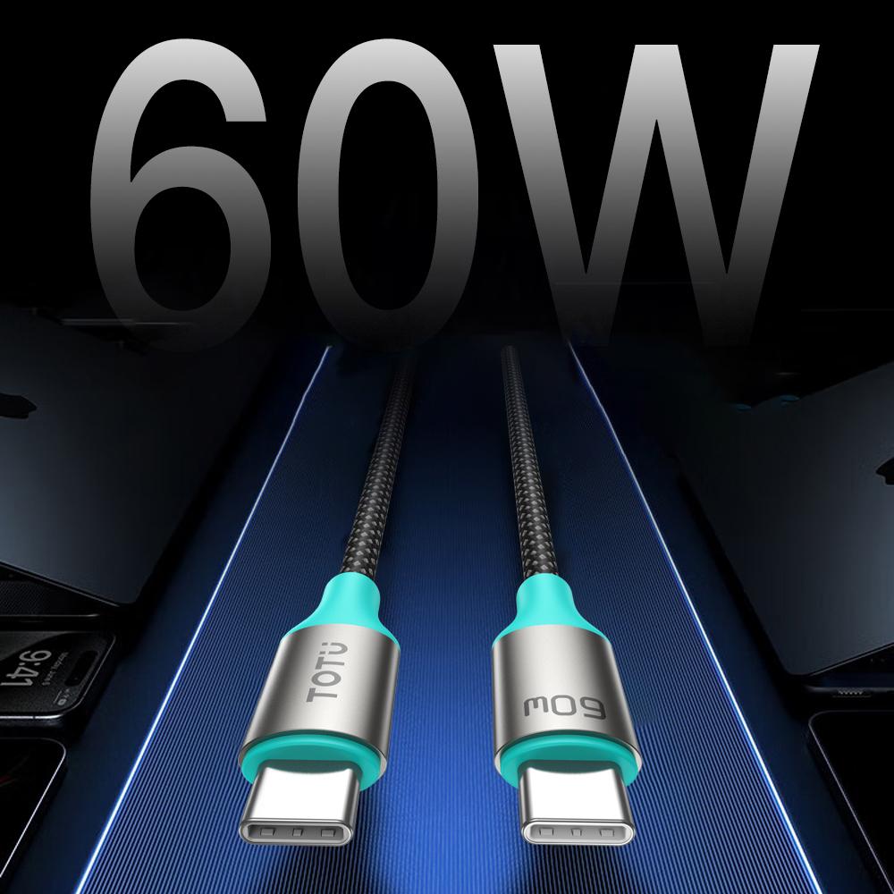 

TOTU CB-21-CC 120cm USB-C to Type-C Cable 60W Fast Charging Data Sync Braided Cord A