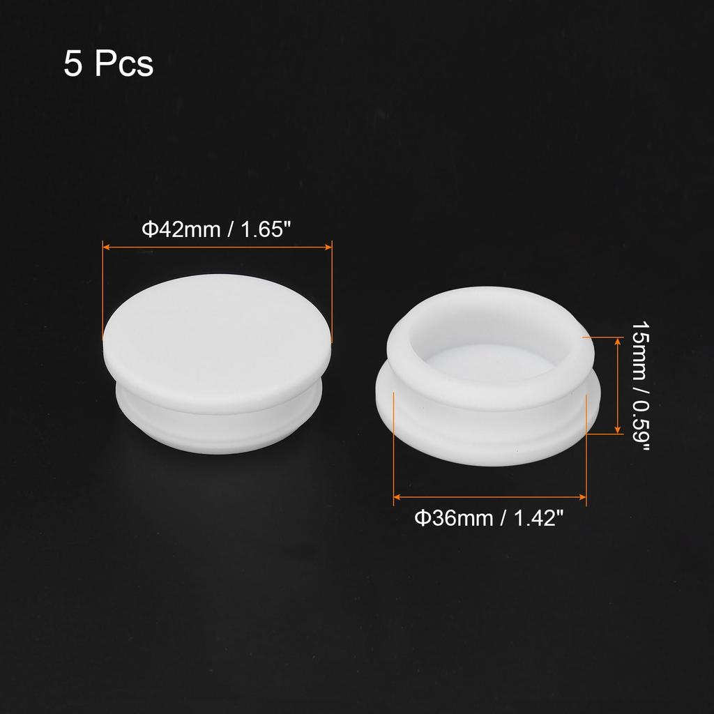 Uxcell Flush Type Round Silicone Waterproof Hole Plugs for Kitchen 36mm Pack of 5 Snap-in Use, Diameter, White,